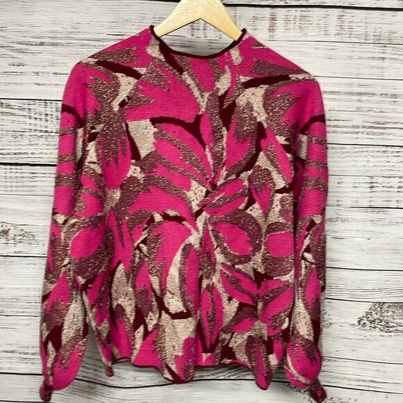 Anthropologie Beatriz Mock Neck Sweater Pink Gold XL - Picture 2 of 8